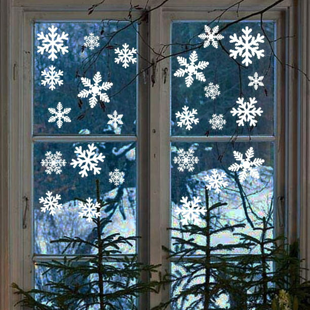 Christmas Xmas PVC Vinyl Art Decal Window glass stickers Snow Flakes Decor
